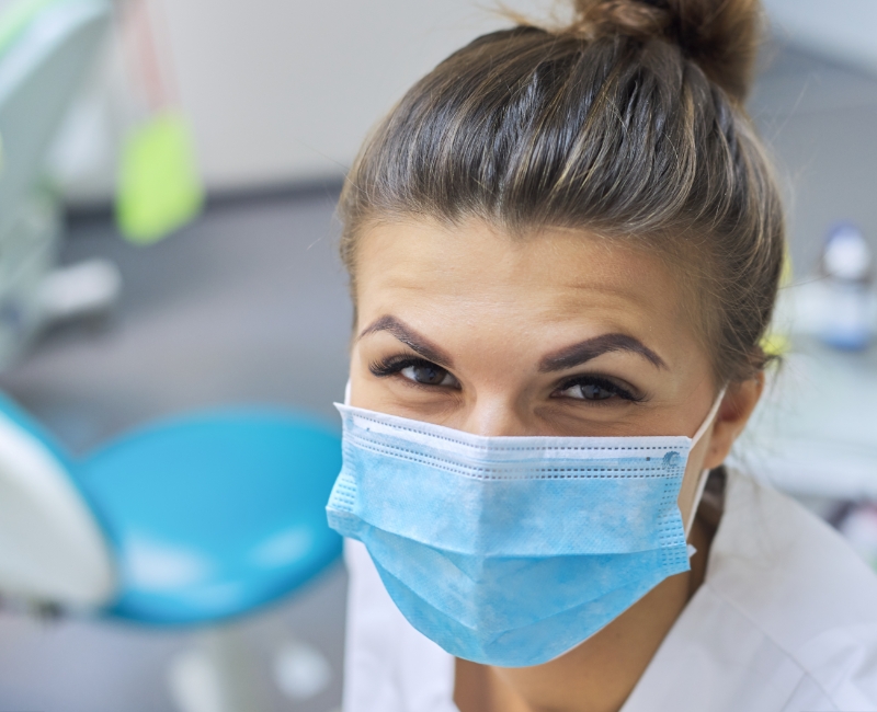 Dental team member wearing protective face mask